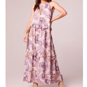 Band of the free size small liliane purple paisley tiered maxi dress